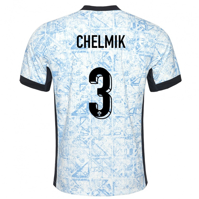 DanxenキッズポルトガルChelmik#3クリームブルーアウェイシャツ24-26ジャージーユニフォーム