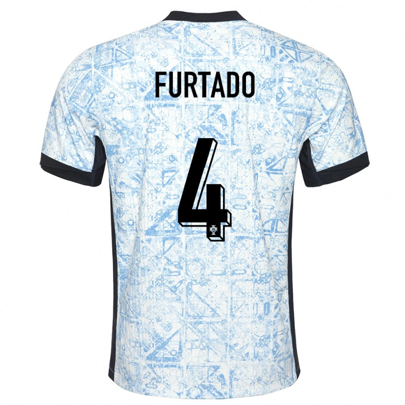 DanxenキッズポルトガルMauro Furtado#4クリームブルーアウェイシャツ24-26ジャージーユニフォーム
