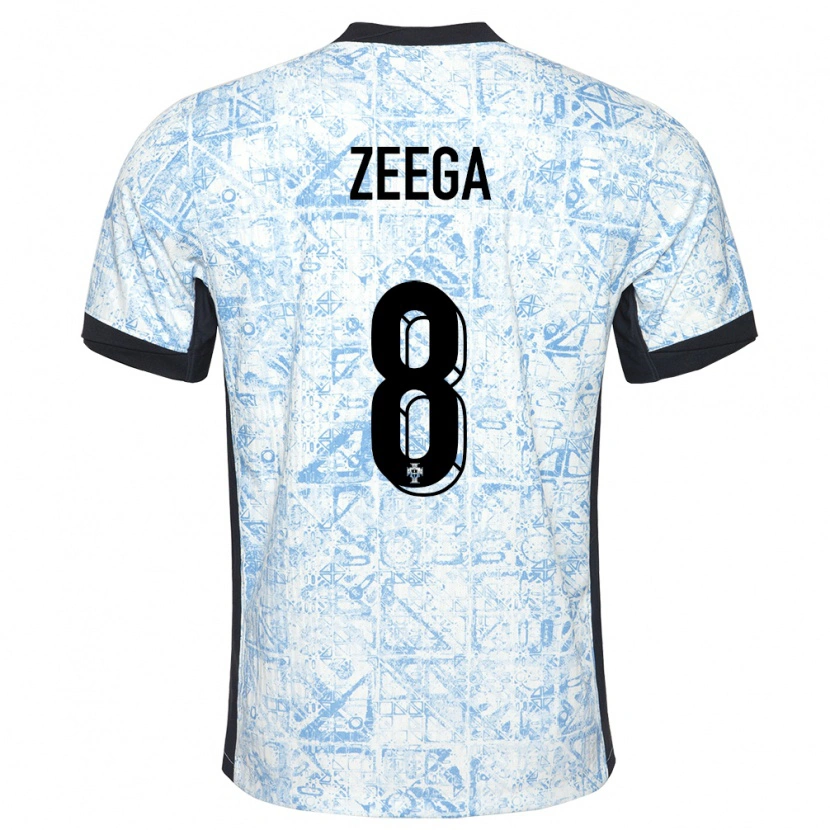 DanxenキッズポルトガルZeega#8クリームブルーアウェイシャツ24-26ジャージーユニフォーム