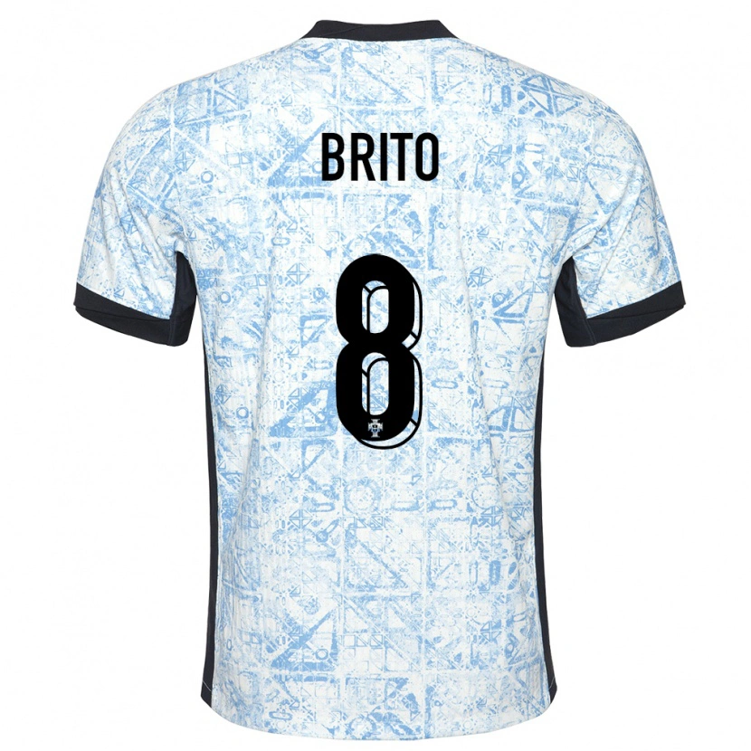 DanxenキッズポルトガルJoão Brito#8クリームブルーアウェイシャツ24-26ジャージーユニフォーム