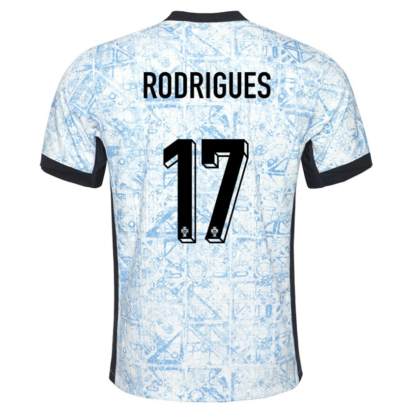 DanxenキッズポルトガルTiago Rodrigues#17クリームブルーアウェイシャツ24-26ジャージーユニフォーム