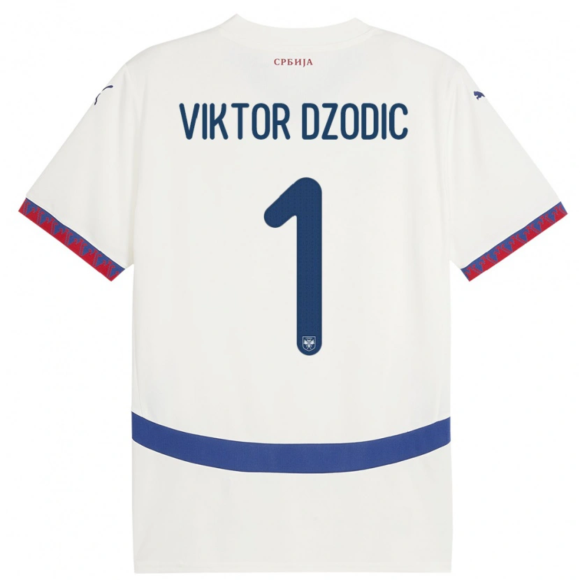 DanxenキッズセルビアViktor Dzodic#1白アウェイシャツ24-26ジャージーユニフォーム