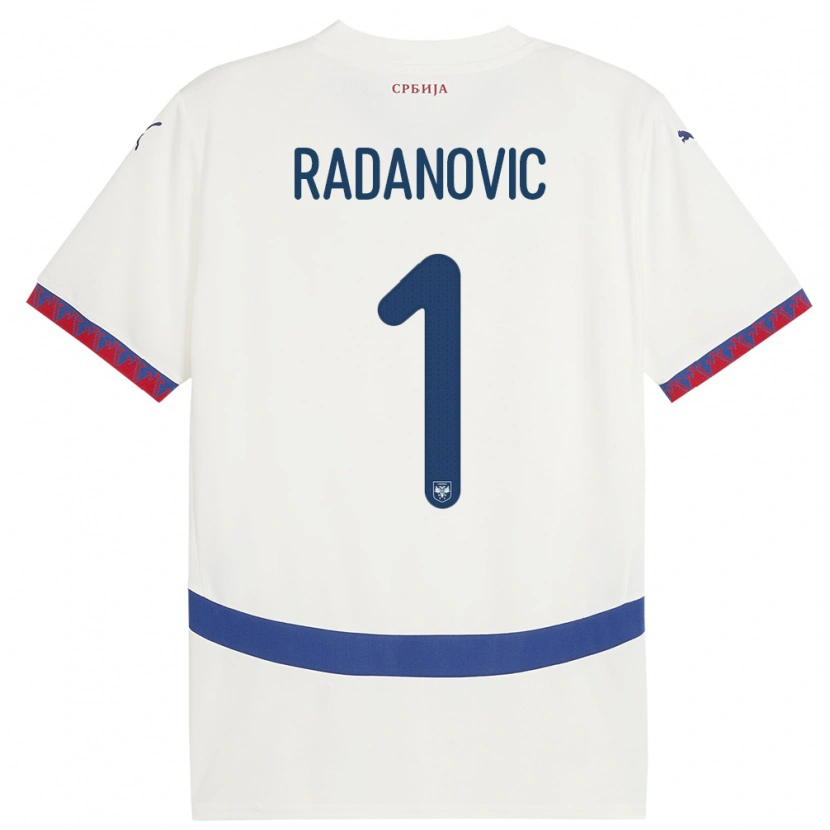 DanxenキッズセルビアSavo Radanovic#1白アウェイシャツ24-26ジャージーユニフォーム