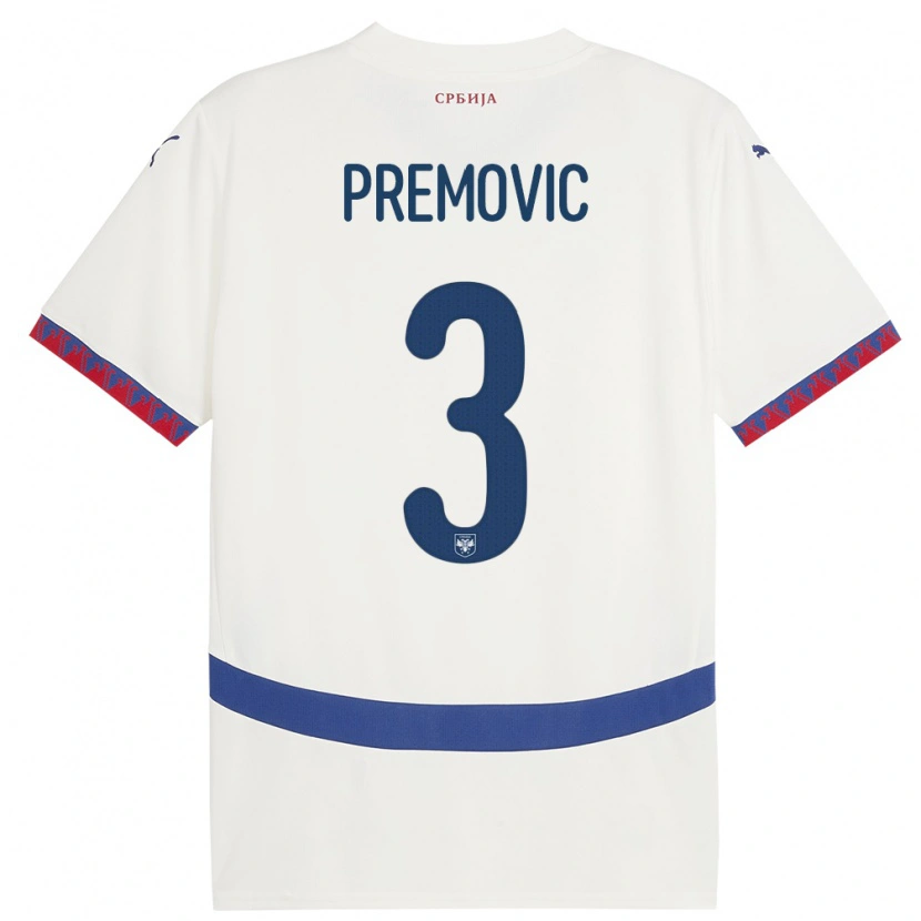 DanxenキッズセルビアRelja Premovic#3白アウェイシャツ24-26ジャージーユニフォーム