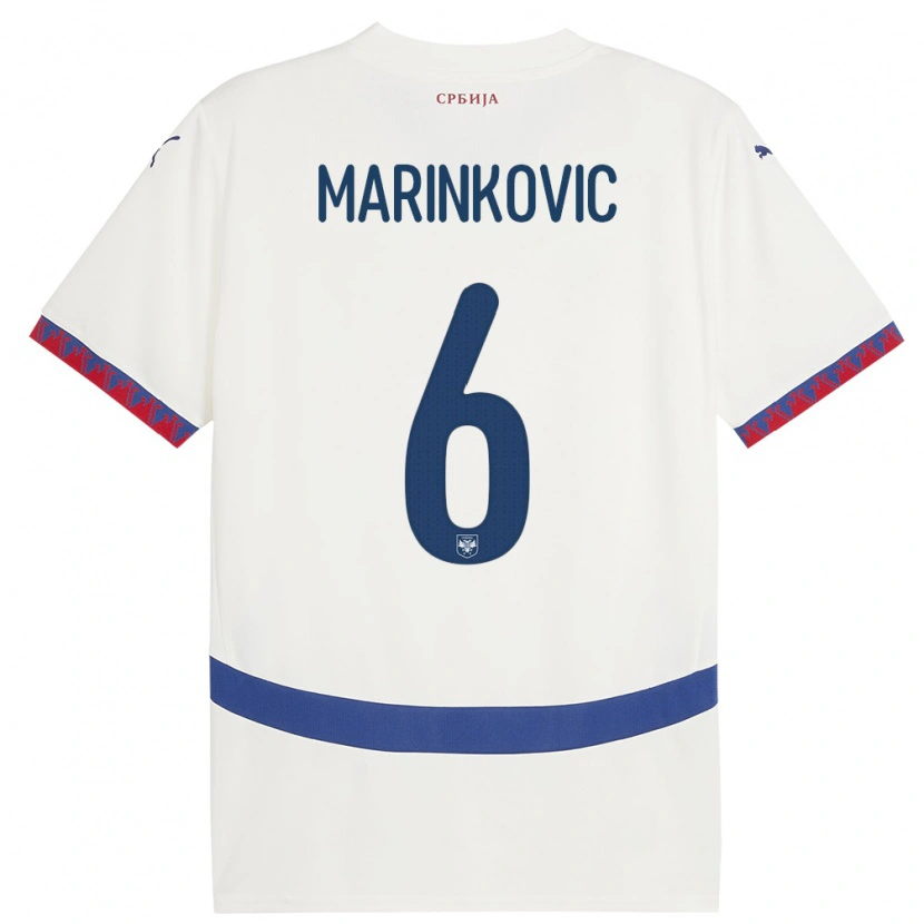 DanxenキッズセルビアVojin Marinkovic#6白アウェイシャツ24-26ジャージーユニフォーム