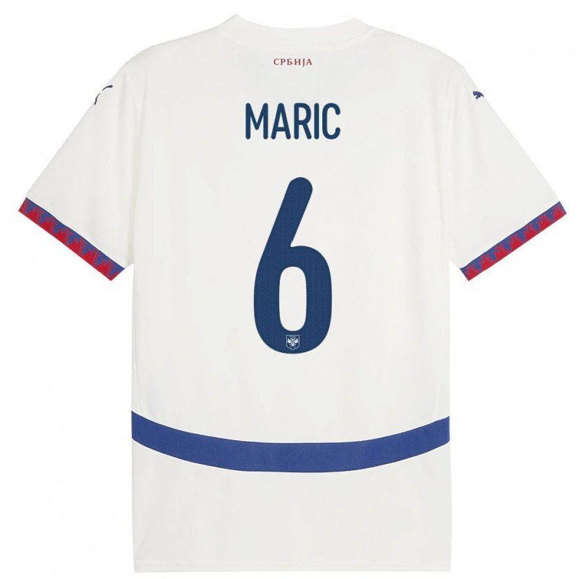 DanxenキッズセルビアAndrew Maric#6白アウェイシャツ24-26ジャージーユニフォーム