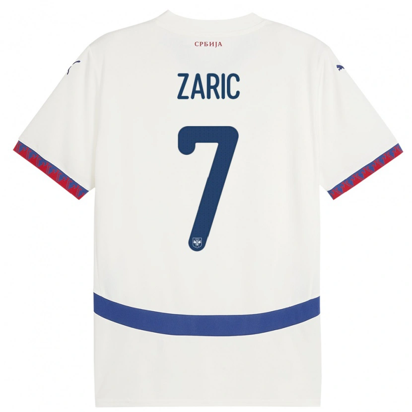 DanxenキッズセルビアLuka Zaric#7白アウェイシャツ24-26ジャージーユニフォーム
