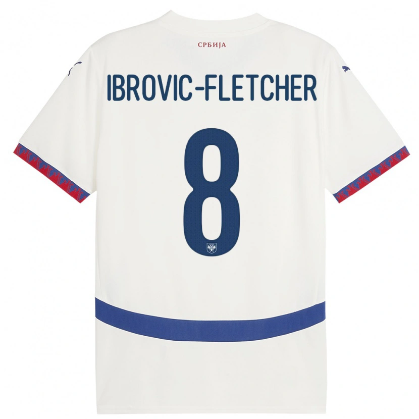 DanxenキッズセルビアEdward Ibrovic-Fletcher#8白アウェイシャツ24-26ジャージーユニフォーム