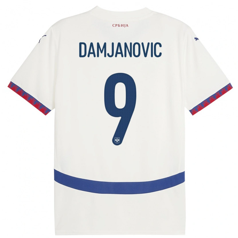 DanxenキッズセルビアAleksa Damjanovic#9白アウェイシャツ24-26ジャージーユニフォーム