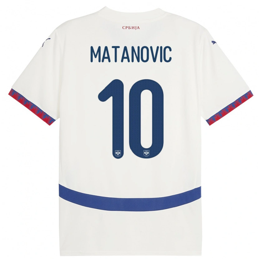 DanxenキッズセルビアOgnjen Matanovic#10白アウェイシャツ24-26ジャージーユニフォーム