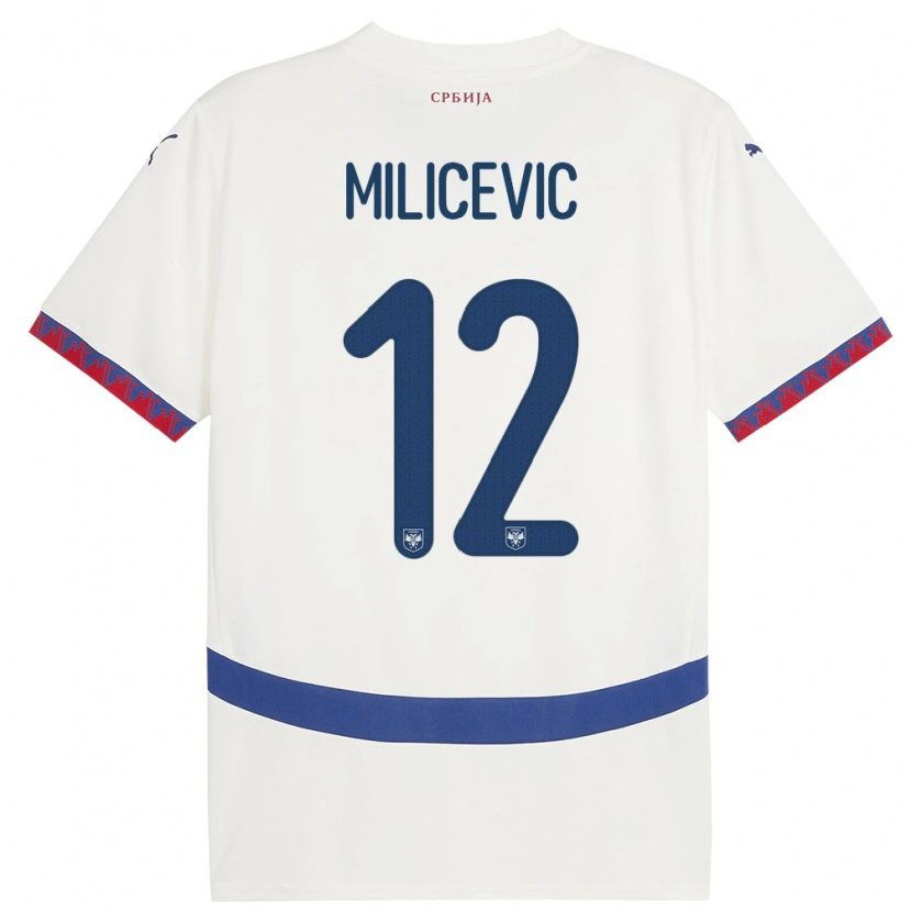 DanxenキッズセルビアMarko Milicevic#12白アウェイシャツ24-26ジャージーユニフォーム
