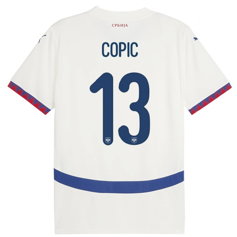 DanxenキッズセルビアMilan Copic#13白アウェイシャツ24-26ジャージーユニフォーム