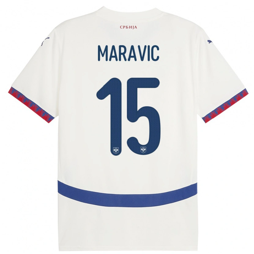 DanxenキッズセルビアMateo Maravic#15白アウェイシャツ24-26ジャージーユニフォーム
