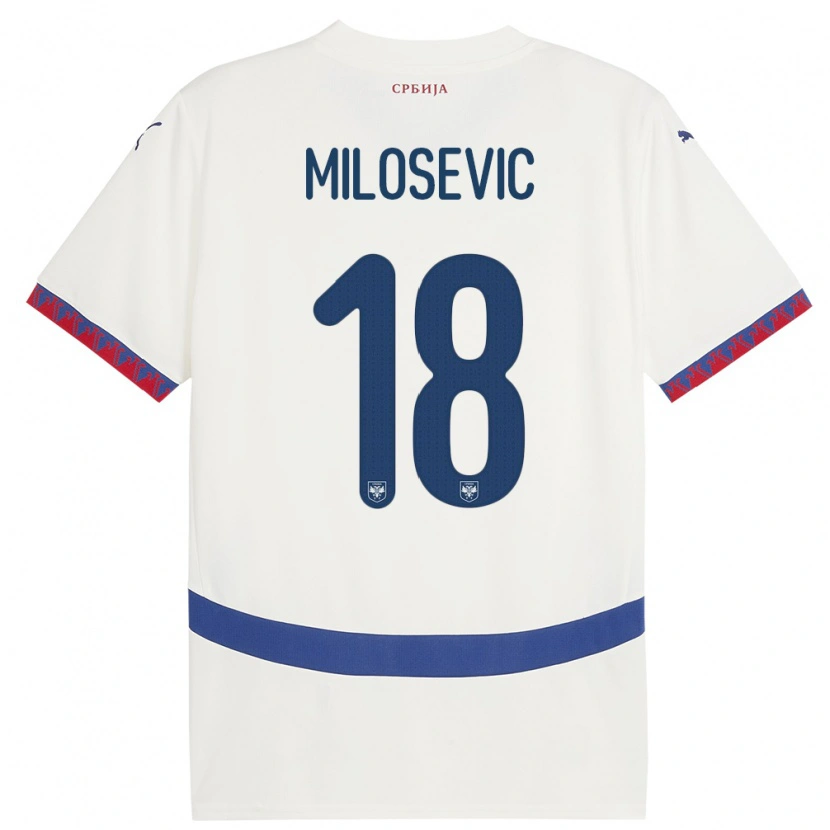 DanxenキッズセルビアMateja Milosevic#18白アウェイシャツ24-26ジャージーユニフォーム