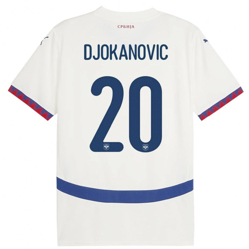Danxenキッズセルビアダムヤン・ジョカノヴィッチ#20白アウェイシャツ24-26ジャージーユニフォーム