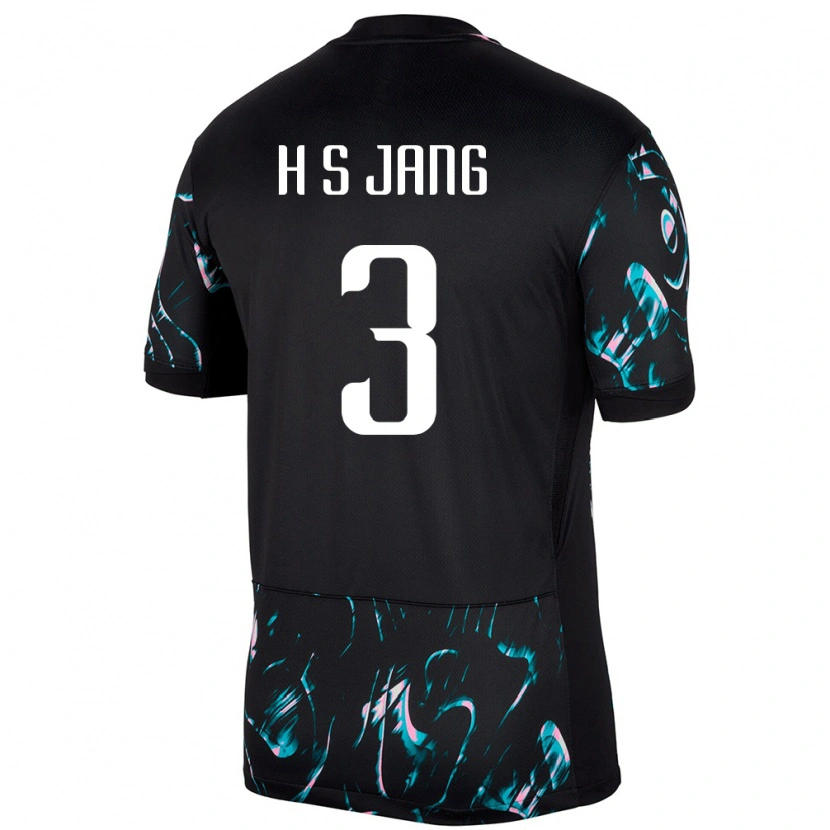 Danxenキッズ韓国Seok-Hwan Jang#3ブラックアウェイシャツ24-26ジャージーユニフォーム