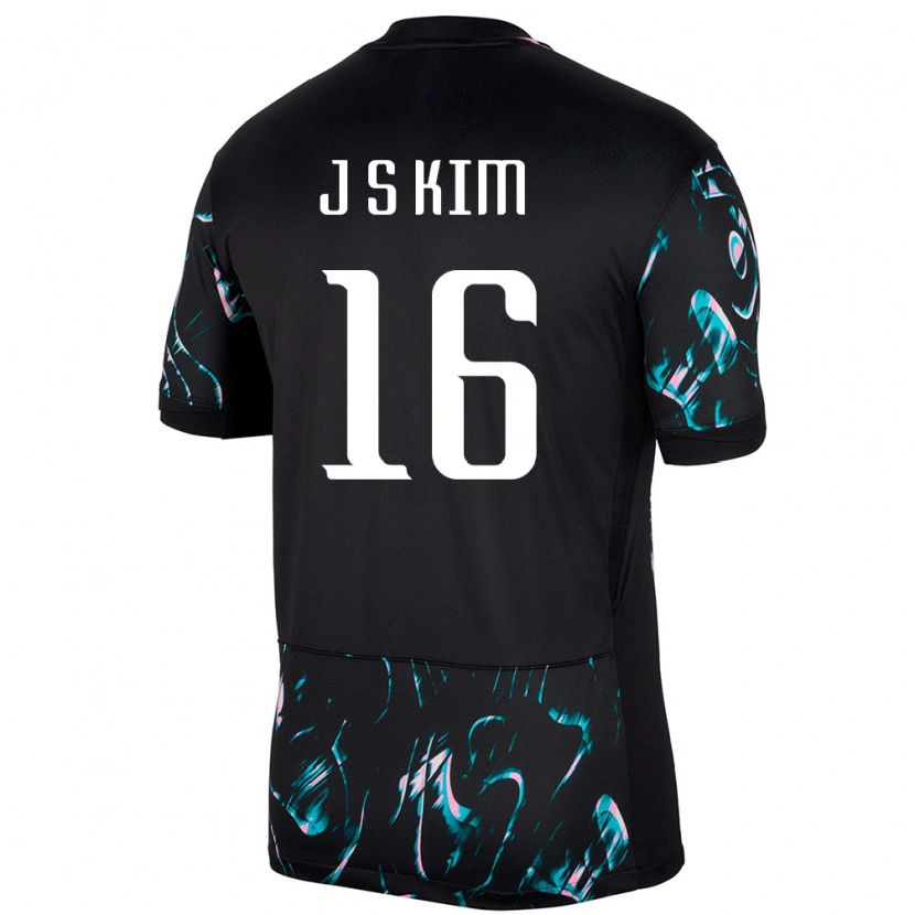 Danxenキッズ韓国Seo-Jin Kim#16ブラックアウェイシャツ24-26ジャージーユニフォーム