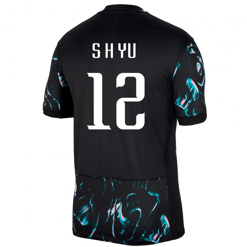 Danxenキッズ韓国Yu Seung Hyun#12ブラックアウェイシャツ24-26ジャージーユニフォーム