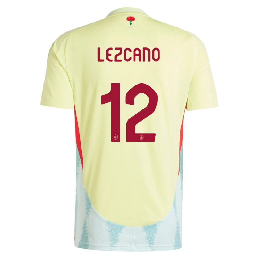 DanxenキッズスペインÁlvaro Lezcano#12黄アウェイシャツ24-26ジャージーユニフォーム