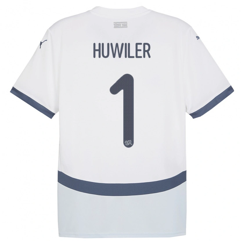 DanxenキッズスイスLionel Huwiler#1白アウェイシャツ24-26ジャージーユニフォーム