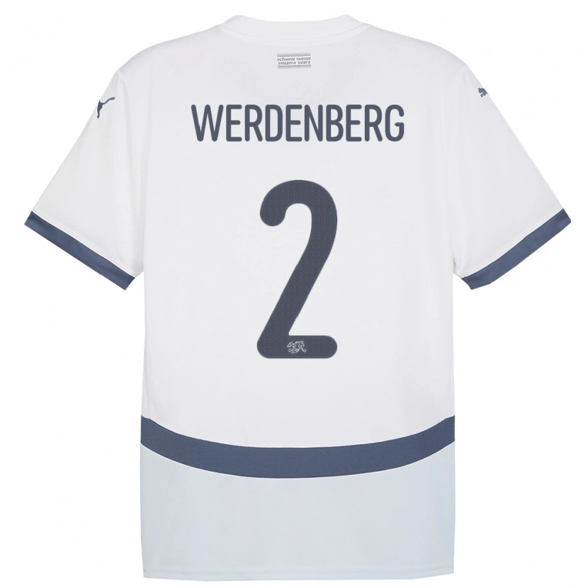DanxenキッズスイスJulien Werdenberg#2白アウェイシャツ24-26ジャージーユニフォーム