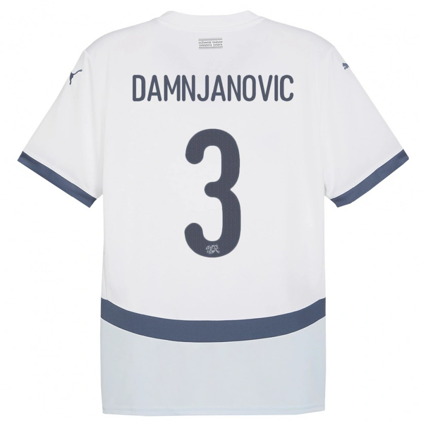 DanxenキッズスイスLazar Damnjanovic#3白アウェイシャツ24-26ジャージーユニフォーム