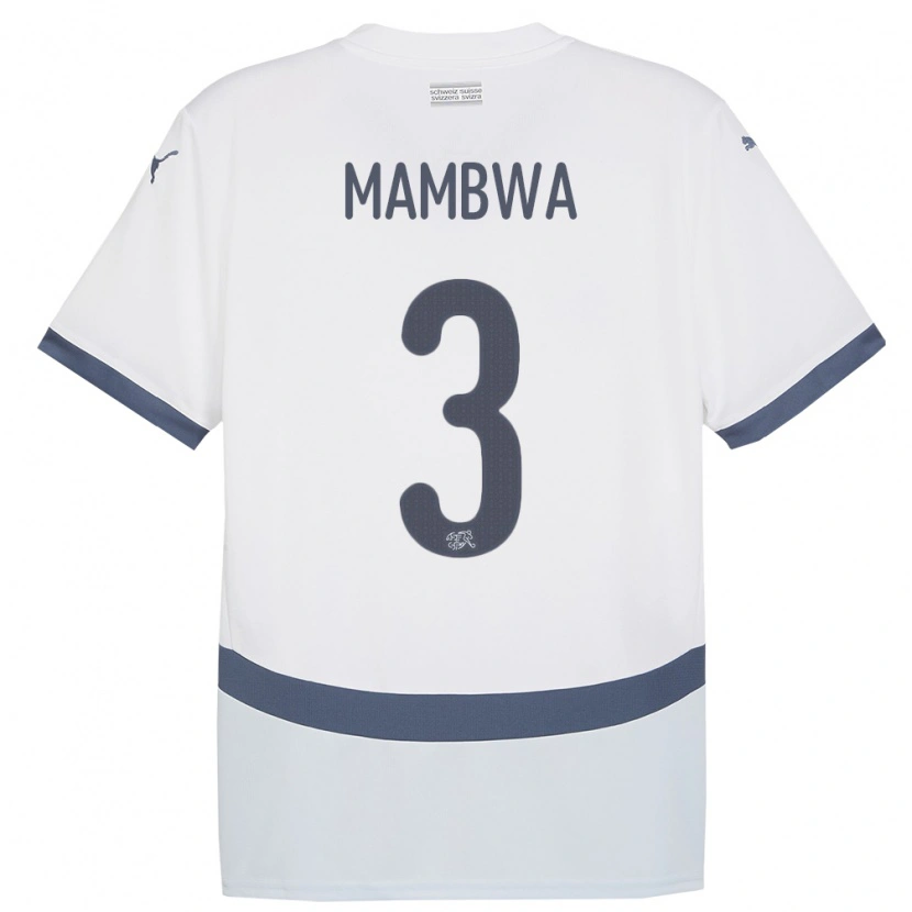 DanxenキッズスイスOlivier Mambwa#3白アウェイシャツ24-26ジャージーユニフォーム