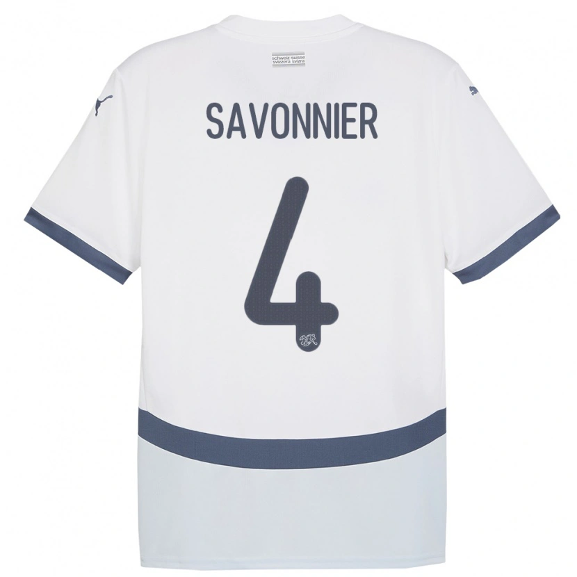 DanxenキッズスイスNelson Savonnier#4白アウェイシャツ24-26ジャージーユニフォーム