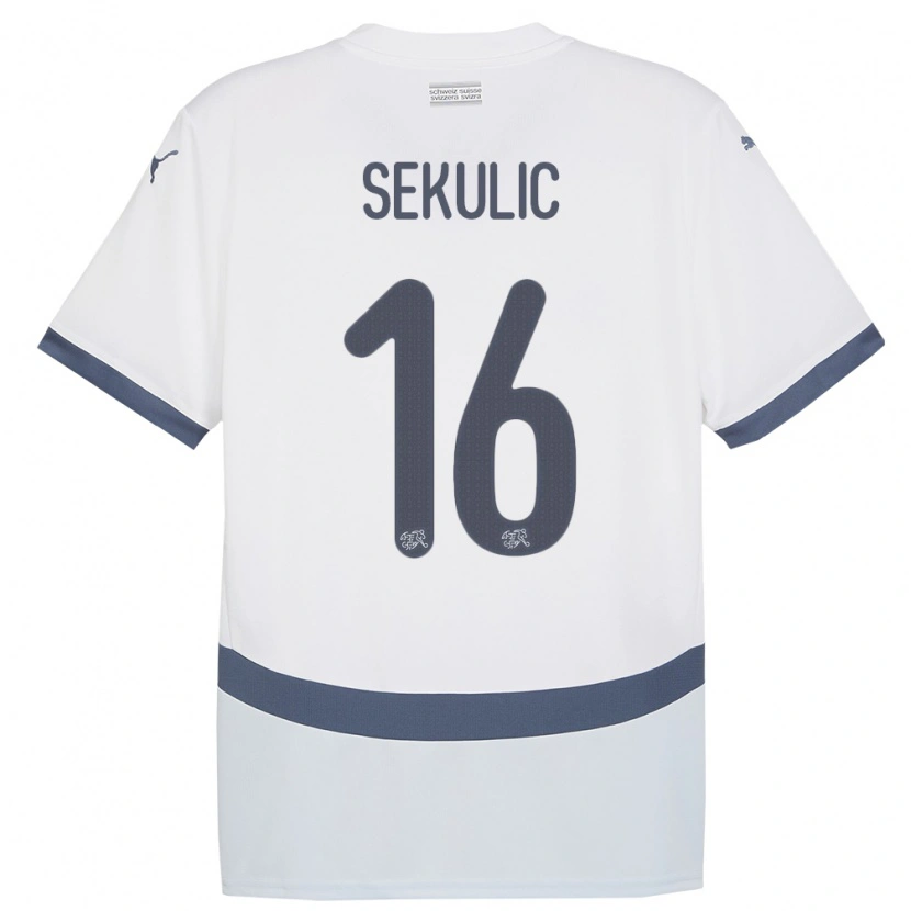 DanxenキッズスイスAleksandar Sekulic#16白アウェイシャツ24-26ジャージーユニフォーム