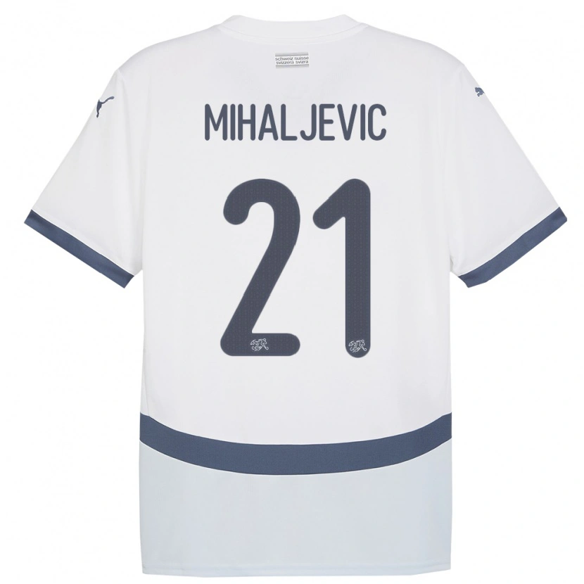 DanxenキッズスイスMark Mihaljevic#21白アウェイシャツ24-26ジャージーユニフォーム