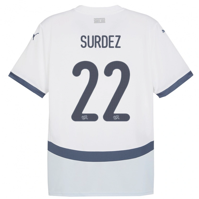 DanxenキッズスイスFranck Surdez#22白アウェイシャツ24-26ジャージーユニフォーム