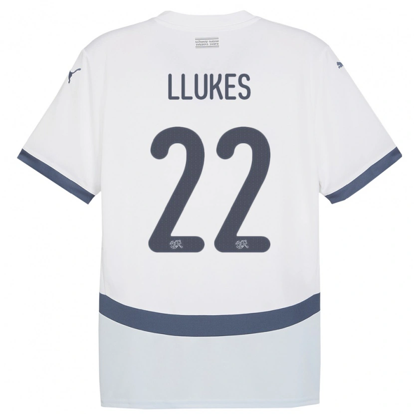 DanxenキッズスイスAdrien Llukes#22白アウェイシャツ24-26ジャージーユニフォーム