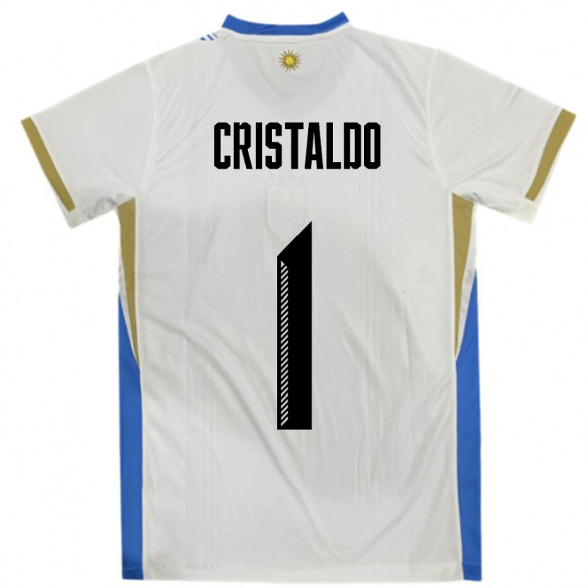 DanxenキッズウルグアイFabian Cristaldo#1ホワイトブルーアウェイシャツ24-26ジャージーユニフォーム
