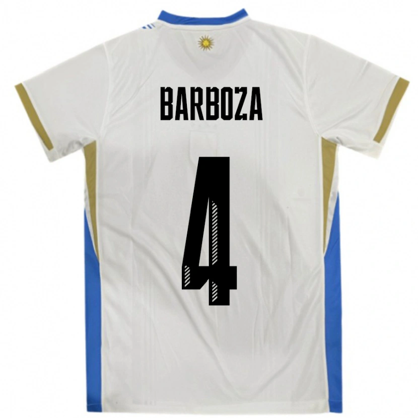 DanxenキッズウルグアイBrian Barboza#4ホワイトブルーアウェイシャツ24-26ジャージーユニフォーム