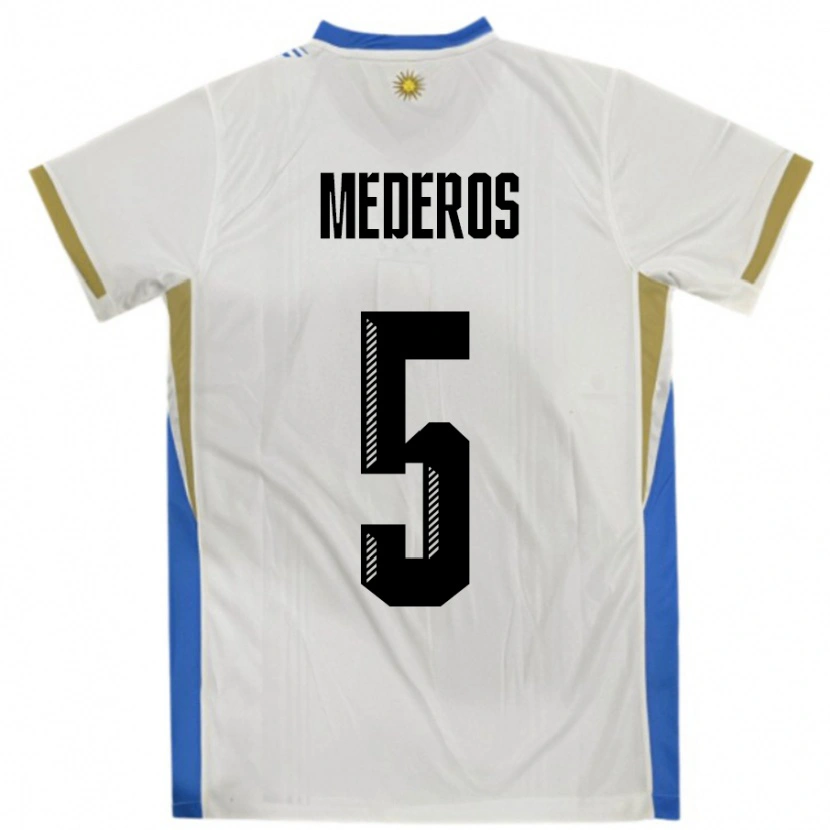 DanxenキッズウルグアイRodrigo Mederos#5ホワイトブルーアウェイシャツ24-26ジャージーユニフォーム
