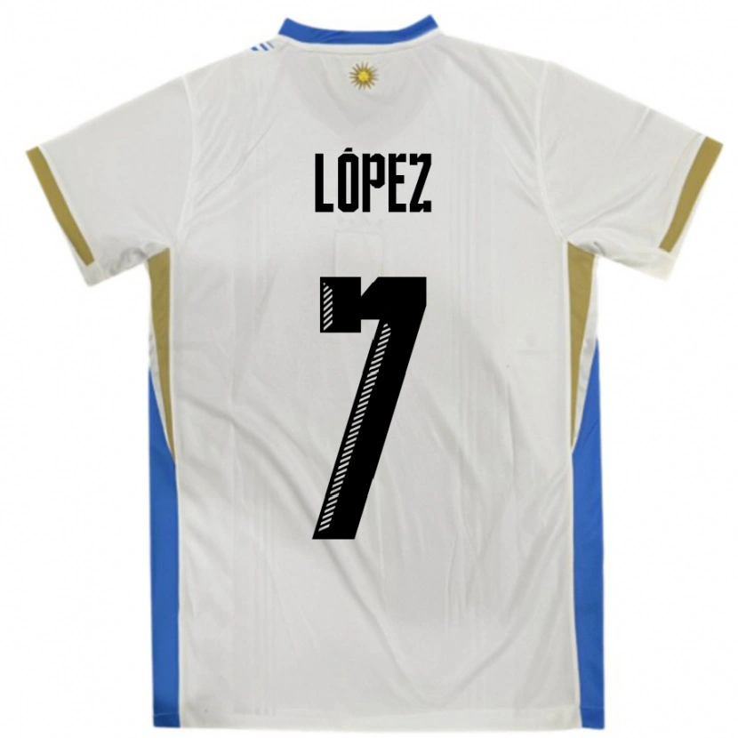 DanxenキッズウルグアイNahuel López#7ホワイトブルーアウェイシャツ24-26ジャージーユニフォーム