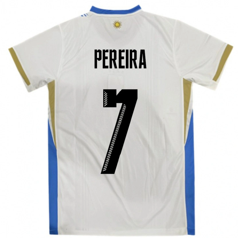 DanxenキッズウルグアイBruno Pereira#7ホワイトブルーアウェイシャツ24-26ジャージーユニフォーム