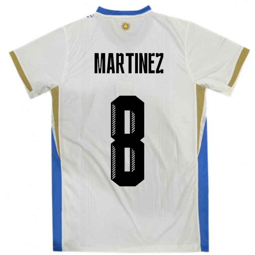 DanxenキッズウルグアイMauro Martinez#8ホワイトブルーアウェイシャツ24-26ジャージーユニフォーム