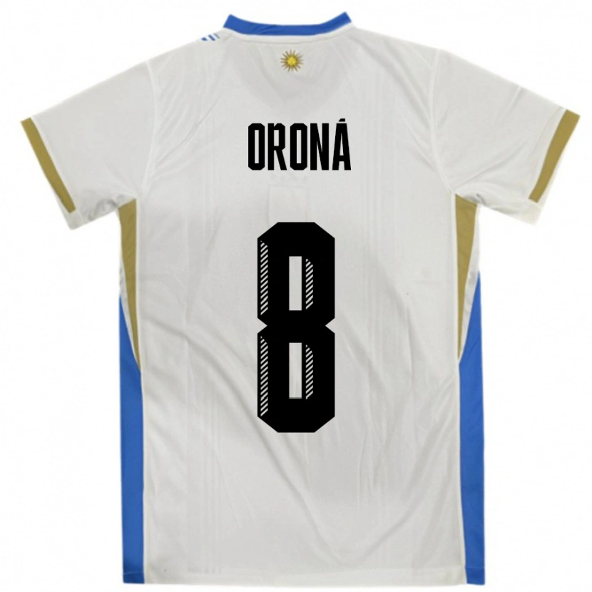 DanxenキッズウルグアイMarco Oroná#8ホワイトブルーアウェイシャツ24-26ジャージーユニフォーム