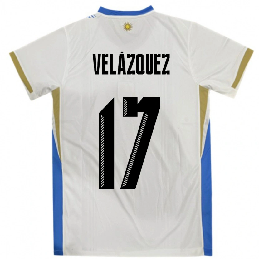 DanxenキッズウルグアイEzequiel Velázquez#17ホワイトブルーアウェイシャツ24-26ジャージーユニフォーム