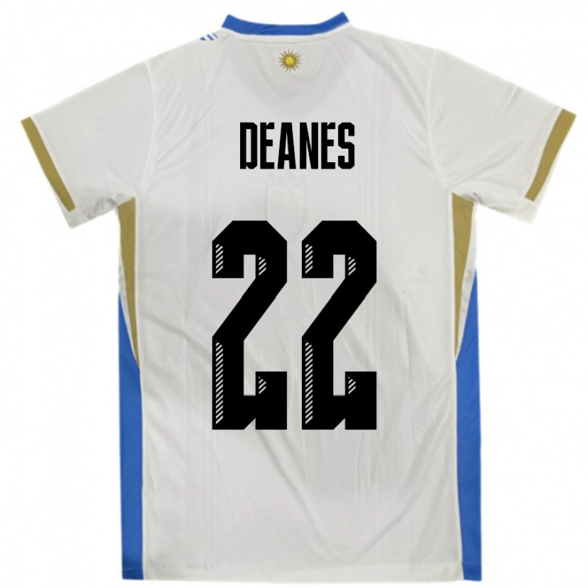 DanxenキッズウルグアイTiago Deanes#22ホワイトブルーアウェイシャツ24-26ジャージーユニフォーム