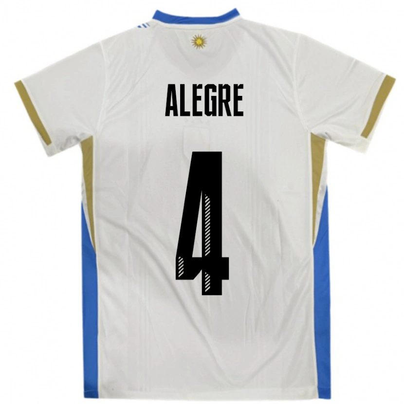 DanxenキッズウルグアイIgnacio Alegre#4ホワイトブルーアウェイシャツ24-26ジャージーユニフォーム