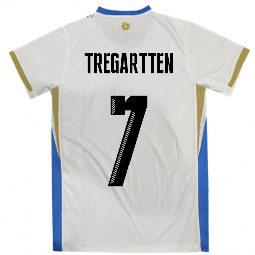 DanxenキッズウルグアイStephanie Tregartten#7ホワイトブルーアウェイシャツ24-26ジャージーユニフォーム