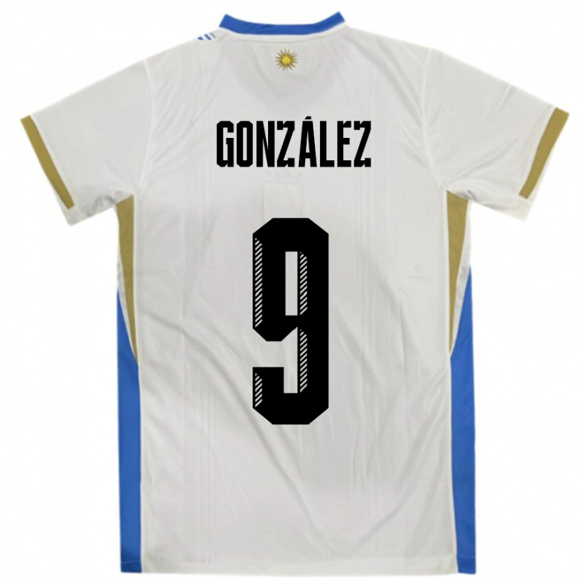DanxenキッズウルグアイPamela Gonzalez#9ホワイトブルーアウェイシャツ24-26ジャージーユニフォーム