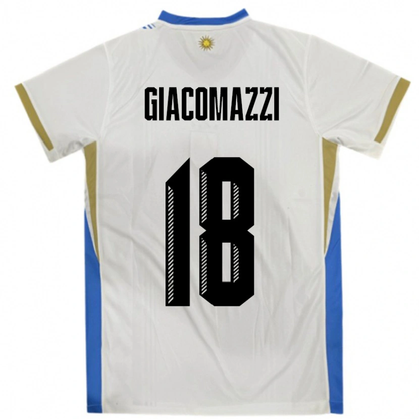 DanxenキッズウルグアイSebastian Giacomazzi#18ホワイトブルーアウェイシャツ24-26ジャージーユニフォーム