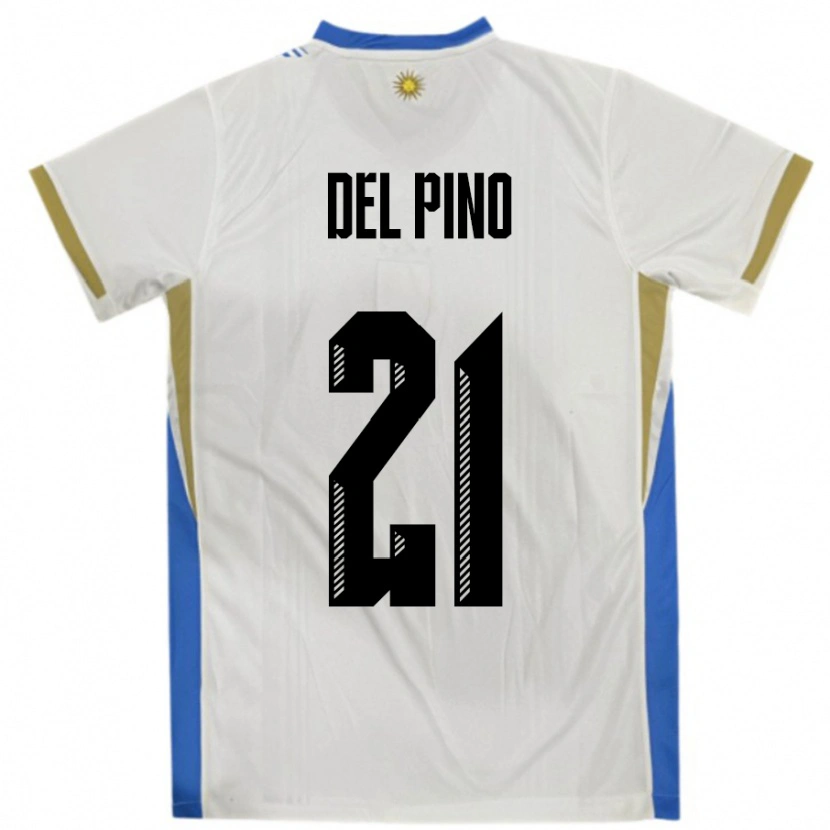 DanxenキッズウルグアイEmiliano Del Pino#21ホワイトブルーアウェイシャツ24-26ジャージーユニフォーム