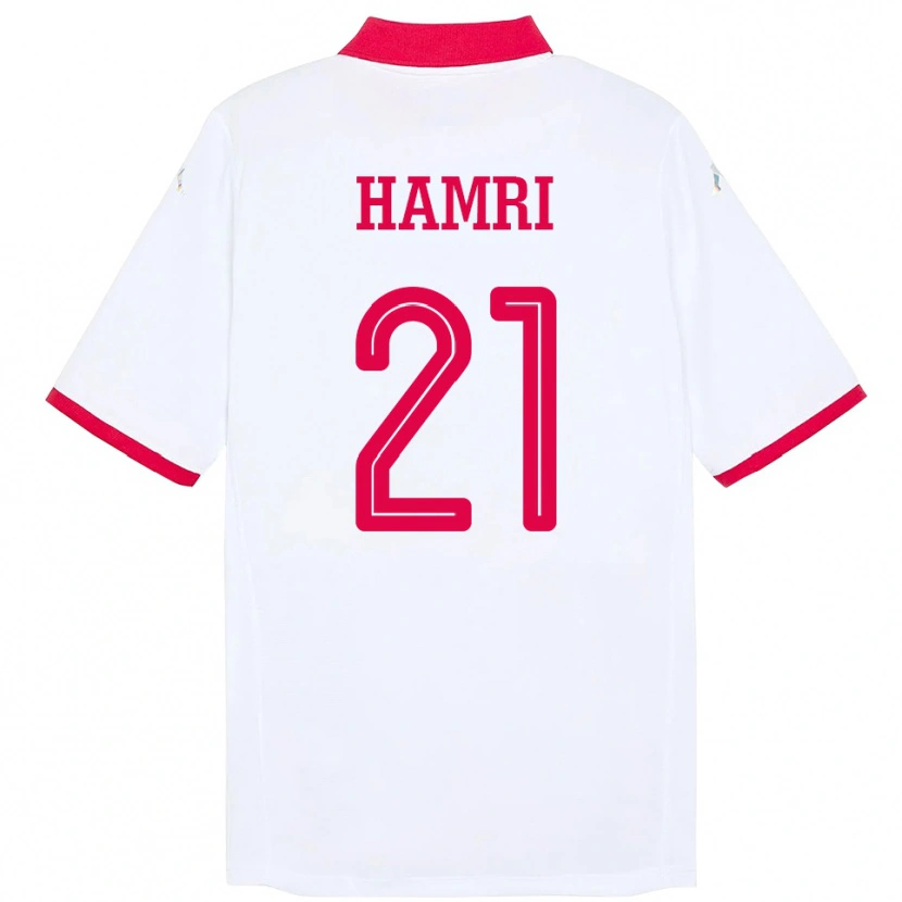Danxenキッズチュニジアラビー・ハムリ#21ホワイトアウェイシャツ24-26ジャージーユニフォーム