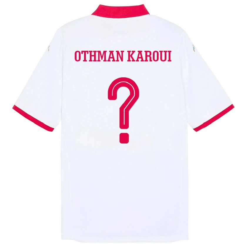 DanxenキッズチュニジアMohamed Othman Karoui#0ホワイトアウェイシャツ24-26ジャージーユニフォーム