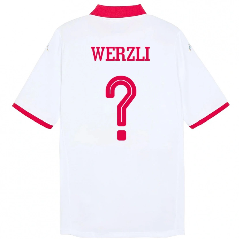DanxenキッズチュニジアYassine Werzli#0ホワイトアウェイシャツ24-26ジャージーユニフォーム