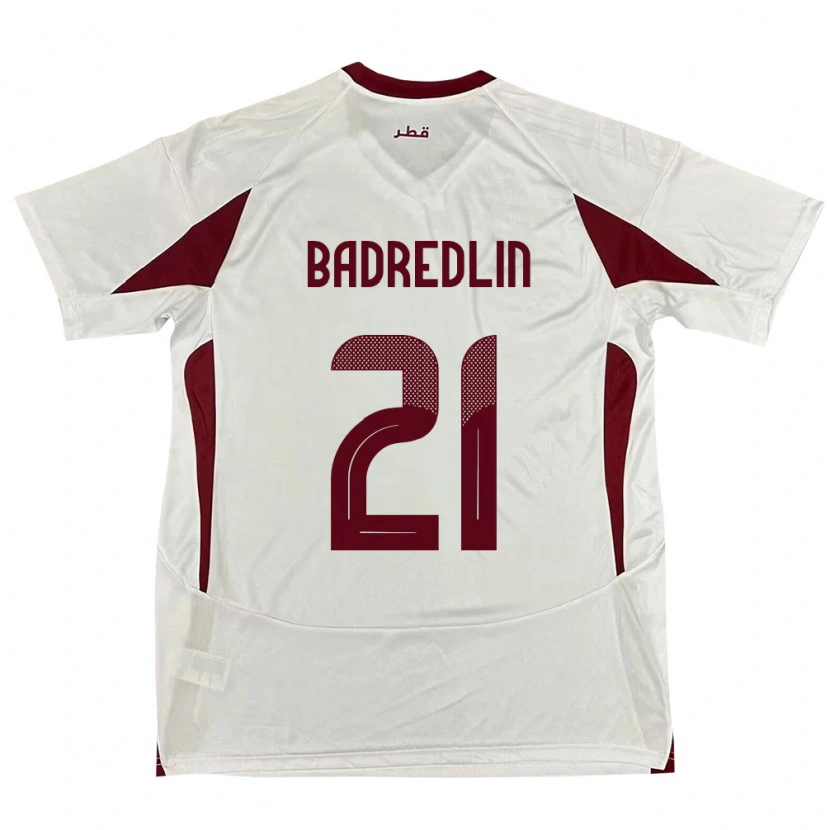 DanxenキッズカタールMarwan Badredlin#21ホワイトアウェイシャツ24-26ジャージーユニフォーム
